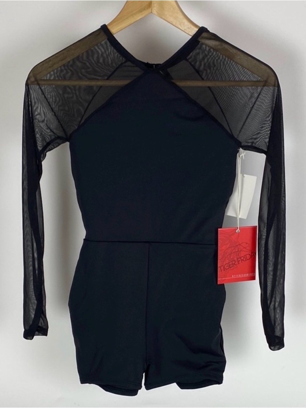 Tiger Friday Black Mesh Long-Sleeve Adult XS NWT Romper